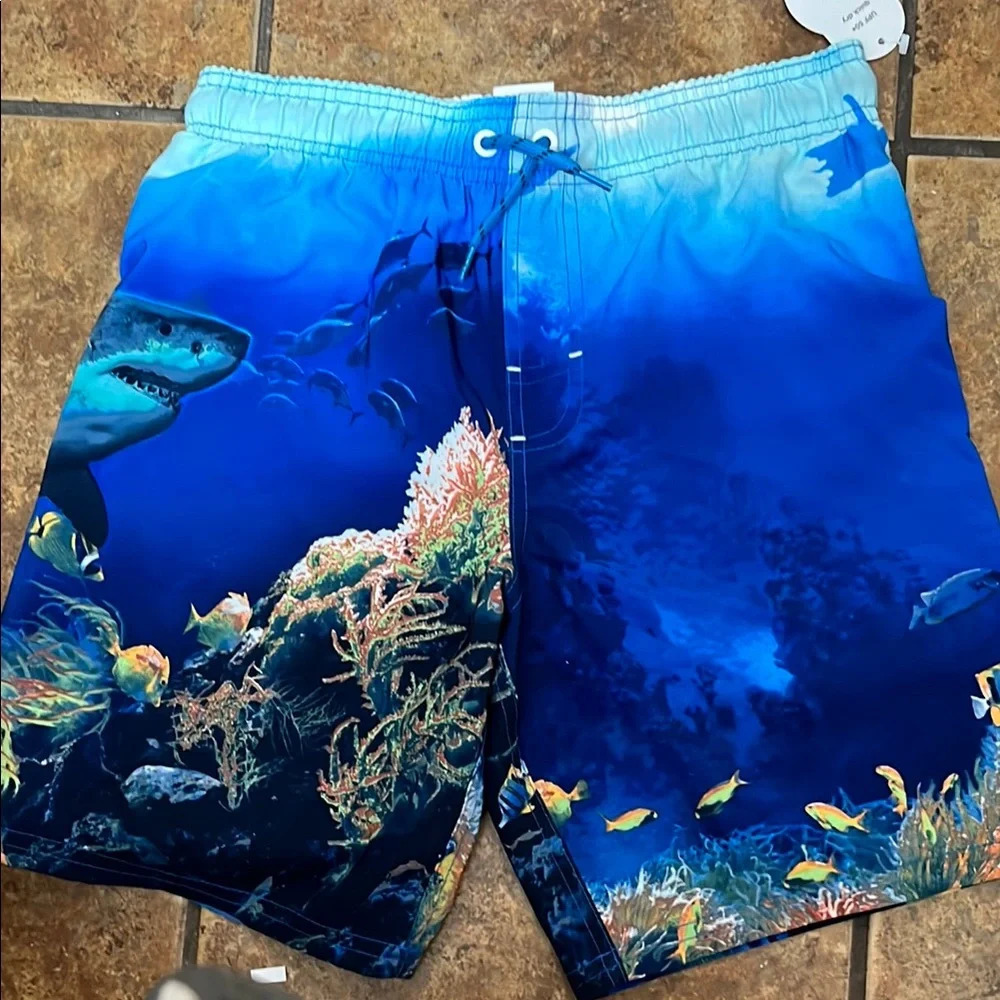 Ocean-Themed Swim Shorts Wondernation Size 10-12